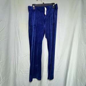 Juicy Couture Navy Blue Velvet Velour Tracksuit Pants Mid Rise Womens Size Med